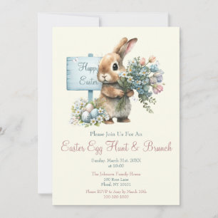 Invitación Caza de huevos de Pascua y Brunch acuarela