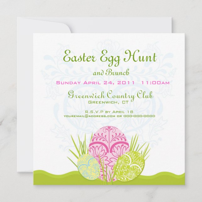 Invitación Caza de huevos de Pascua y Brunch invitado (Anverso)