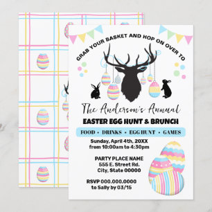 Invitación Caza de huevos de pascua y ciervo de brunch con co