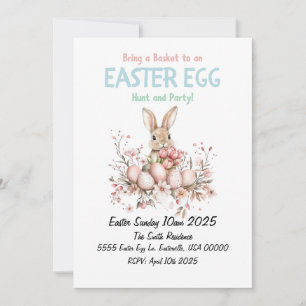 Invitación Caza de huevos de pascua y Fiesta