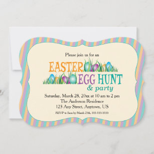 Invitación Caza de huevos de pascua y Fiesta, huevos colorido