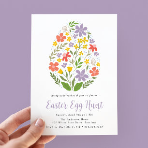 Invitación Caza de huevos de Semana Santa con flores