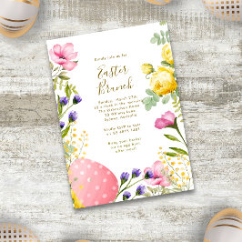 Invitación Caza de huevos floral en acuarela y brunch de Pasc