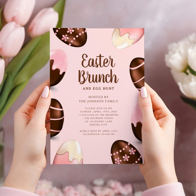 Invitación Caza De Huevos Y Brunch De Pascua (Cute Egg Hunt And Easter Brunch Invitation)
