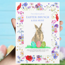 Invitación Caza de huevos y brunch para conejo de pascua
