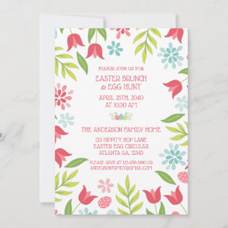 Invitación Caza de Pascua de Brunch Floral Colorida