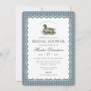 Invitación Caza de pato Mallard Blue Gingham Bridal Shower