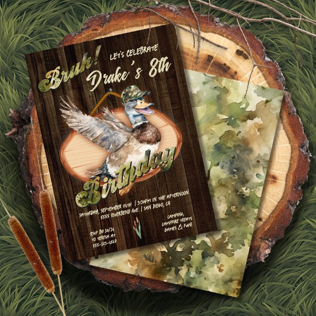 Invitación Caza de Patos Bruh Campamento de Cumpleaños (Subido por el creador)