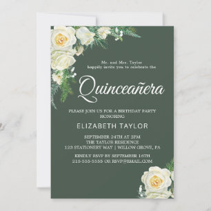 Invitación Caza de vegetación boscosa Verde Quinceañera 