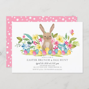 Invitación Caza del brunch y del huevo de Pascua del conejito