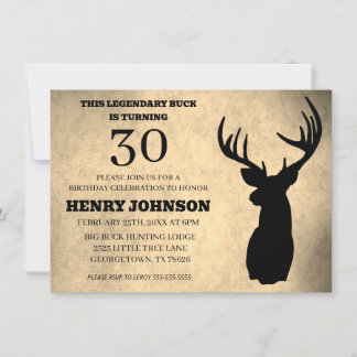 Invitación Caza del cumpleaños número 30 del legendario cierv