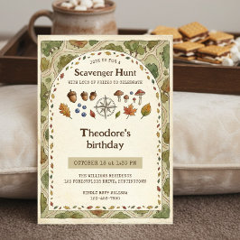 Invitación Caza del Tesoro de Otoño Mapa de Cumpleaños del Bo