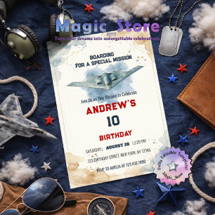 Invitación Caza furtivo de acuarela B2 Spirit Cumpleaños