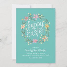 Invitación Caza ilustrada de huevo de Pascua de primavera