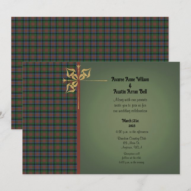 Invitación Caza MacDuff Original Escocia Tartán Boda (Anverso / Reverso)