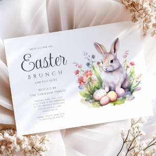 Invitación Caza moderna de huevos para conejitos y Brunch de