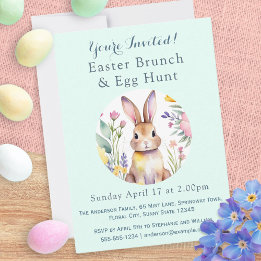 Invitación Caza y Brunch de huevos florales para conejo de pa