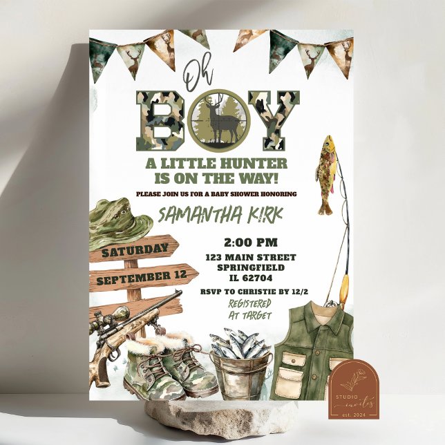 Invitación Caza y pesca Camo Baby Shower (Subido por el creador)