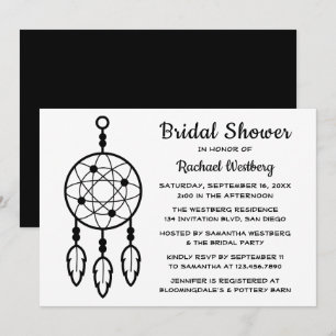 Invitación Cazador de Sueños Boda Bohemio Negro Blanco Tribal