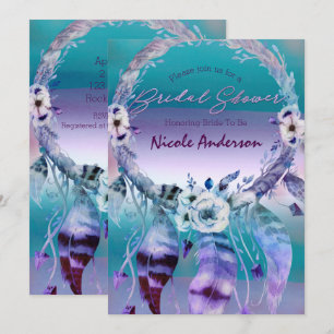 Invitación Cazador de sueños púrpura y turquesa, ducha de nov