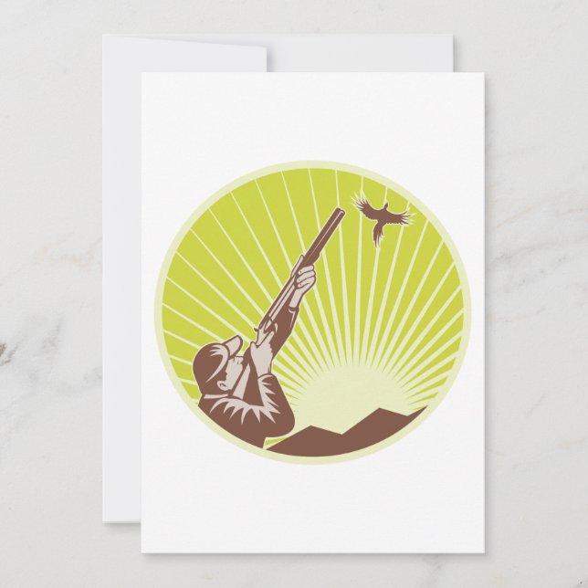 Invitación Cazador disparando a una gansa (Anverso)