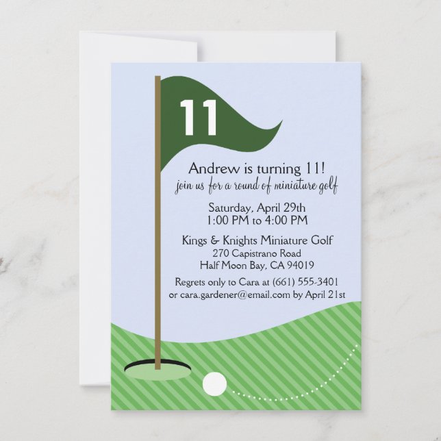 Invitación Cazador verde vamos a jugar al golf en miniatura (Anverso)