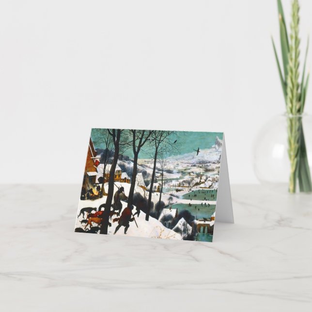 Invitación Cazadores en el paisaje nevado Pieter Bruegel (Anverso)