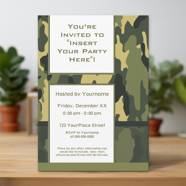 Invitación Cazamaría militar verde única (Unique Invitation)