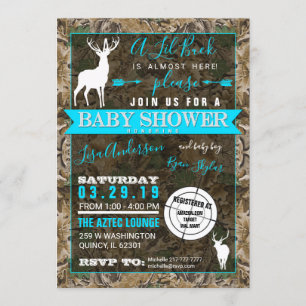 Invitación Cazando a Camo Boy Baby Shower Buck