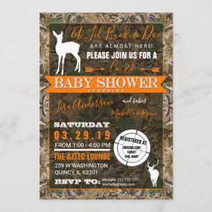 Invitación Cazando a Camo Co-Ed Baby Shower Buck and Doe
