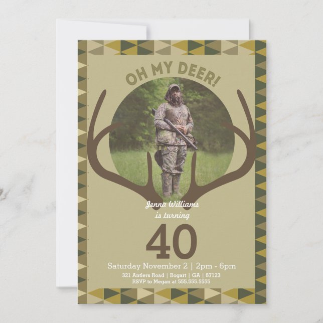 Invitación Cazando a los hombres de las Antillas Camo Deer Cu (Anverso)