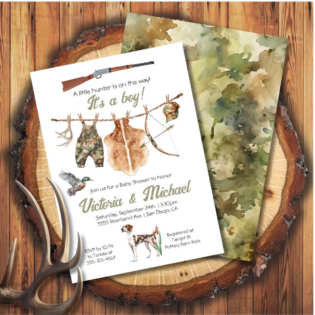 Invitación Cazando la línea de vestir de Baby Shower Boy (Subido por el creador)