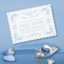 Invitación Cebolla azul papel picante ducha de niño blanco