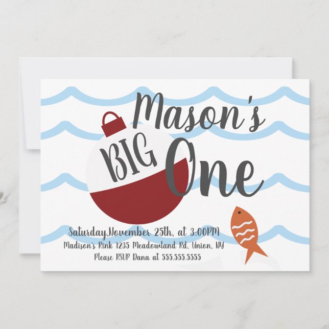 Invitación Cebos de Pesca Cumpleaños de un Pez Océano (Anverso)