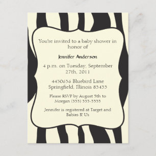 Invitación Cebra Baby Shower