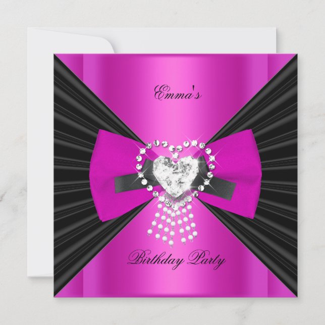 Invitación Cebra de fiesta de cumpleaños elegante arco negro  (Anverso)