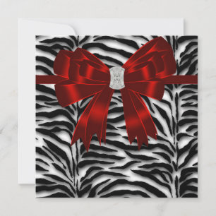 Invitación Cebra elegante rojo y negro para todas las ocasion