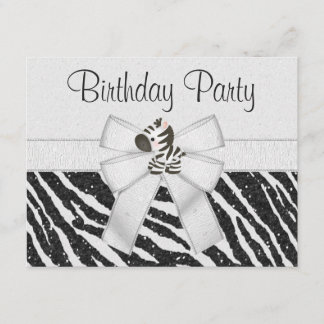 Invitación Cebra linda, arco impreso y cumpleaños de la