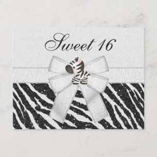 Invitación Cebra linda, arco impreso y dulce 16 de la mirada