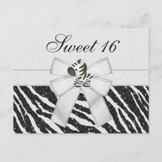 Invitación Cebra linda, arco impreso y dulce 16 de la mirada