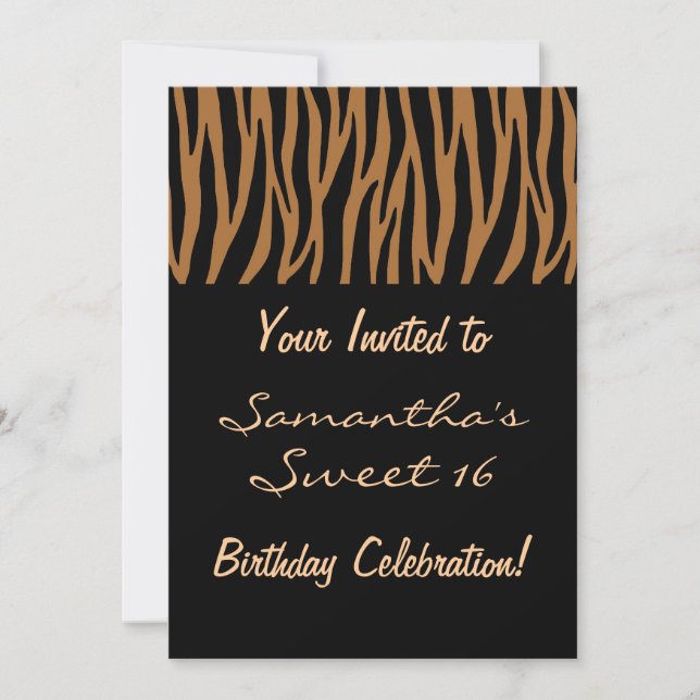 Invitación Cebra marrón y negra invita (Anverso)