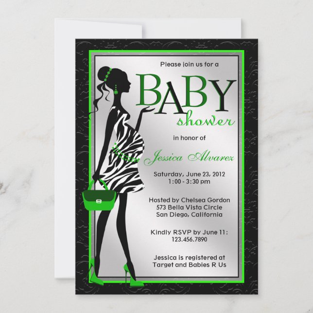 Invitación Cebra moderna elegante elegante Baby Shower del (Anverso)