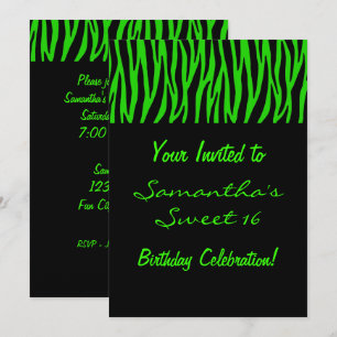 Invitación Cebra Verde Personalizada