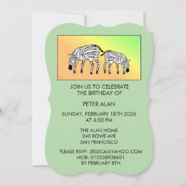 Invitación Cebras kenianas, cumpleaños