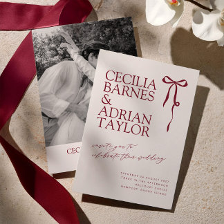 Invitación CECILIA Burgundy Wedding Invitation with Bow