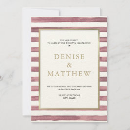 Invitación Céfiro Tinta Acuarela Rayas y Letras Doradas I