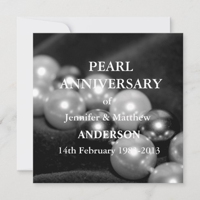 Invitación Celebarationll 30 aniversario de Pearl Boda (B&W) (Anverso)