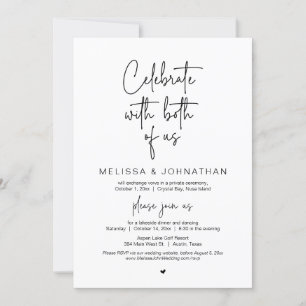 Invitación Celebra con ambos, Boda Fiesta Elopement