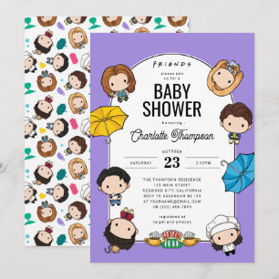 Invitación ¡Celebra con AMIGOS! Chibi Art Baby Shower