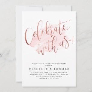 Invitación Celebra Con El Rosa De Guión Estadounidense Gold R